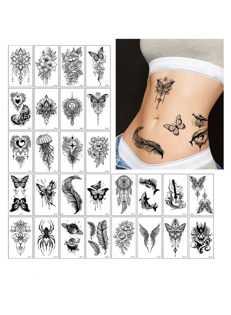 30 Sheets Dark Style Temporary Tattoos Realistic Waterproof Long Lasting Body Stickers for Adults and Kids Party Festival Beach Use - Image 1